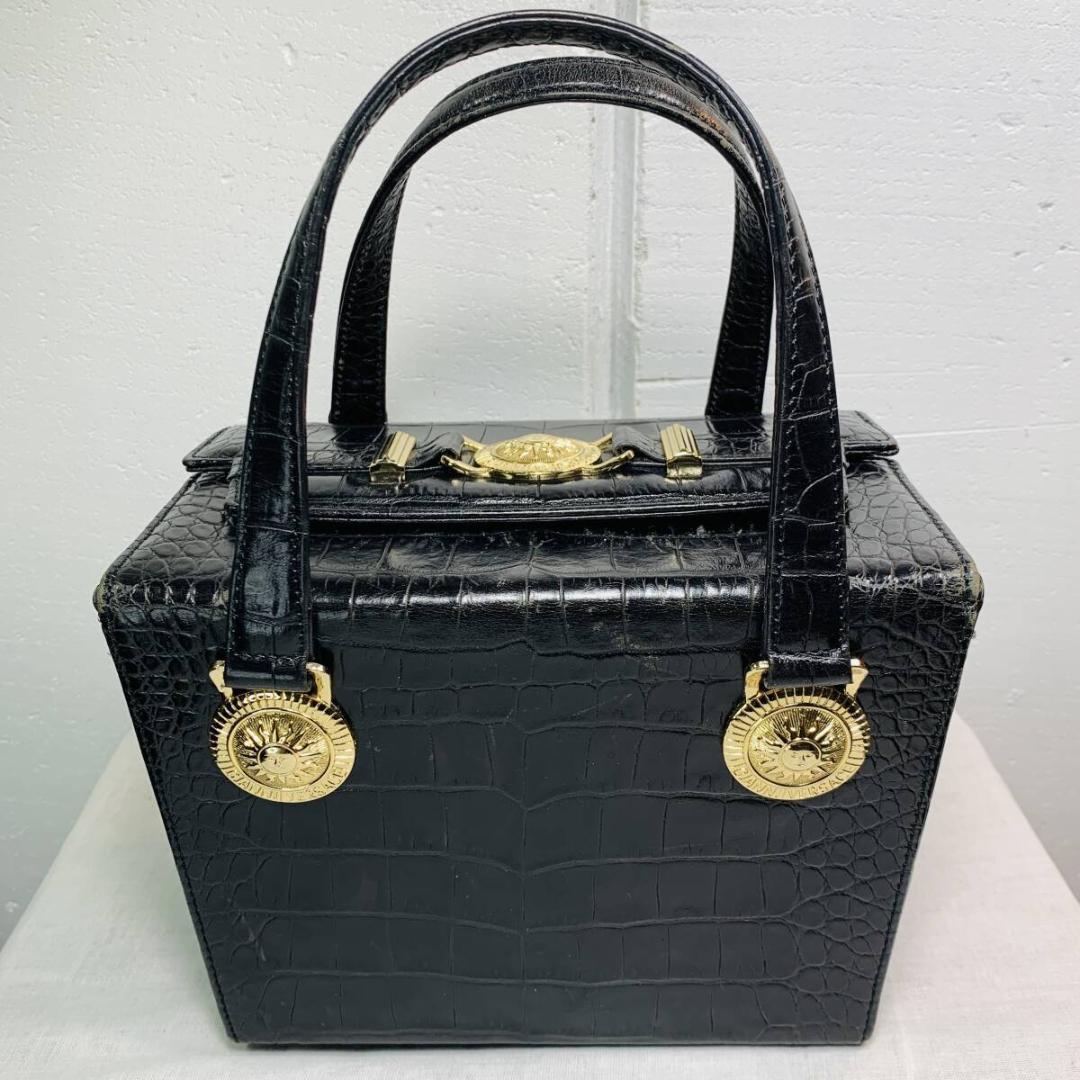 パ*ム様 ジャンニヴェルサーチ ハンドバッグ バニティバッグ サンバースト クロ