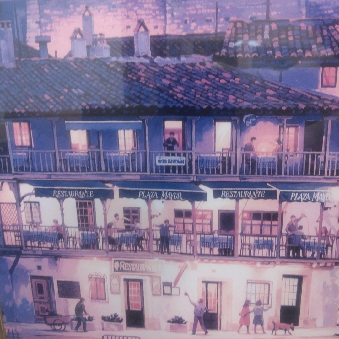 笹倉鉄平　マヨール広場　中古　大判　高級額装アートポスター