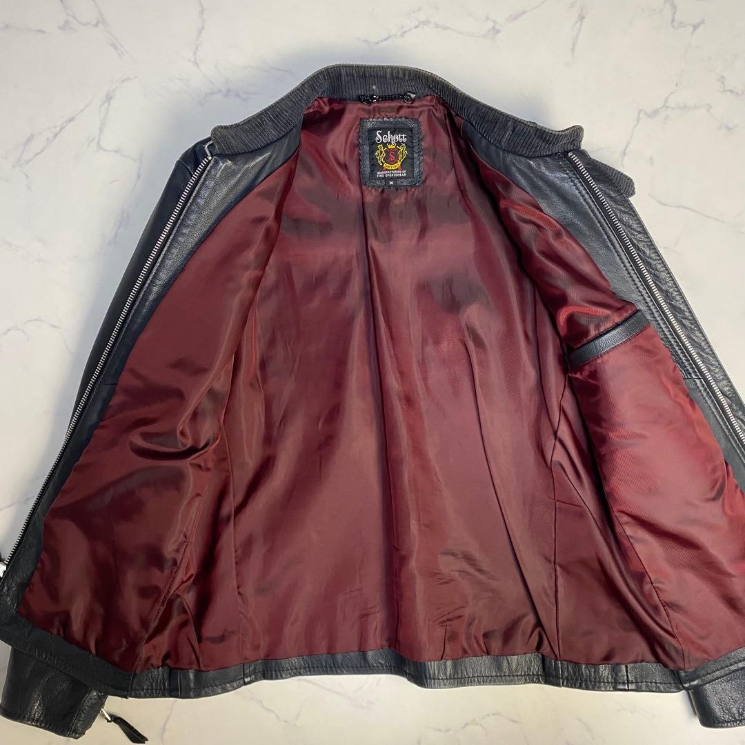 schott ショット　シングルライダース　レザージャケット　M ダークネイビー