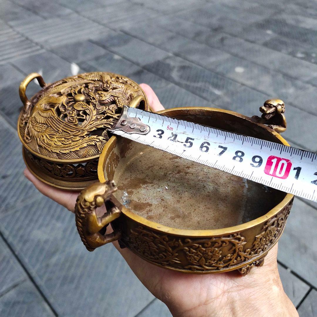 銅器 龍鳳薫香炉 盤香炉 茶道香炉 装飾品 工芸品 置物