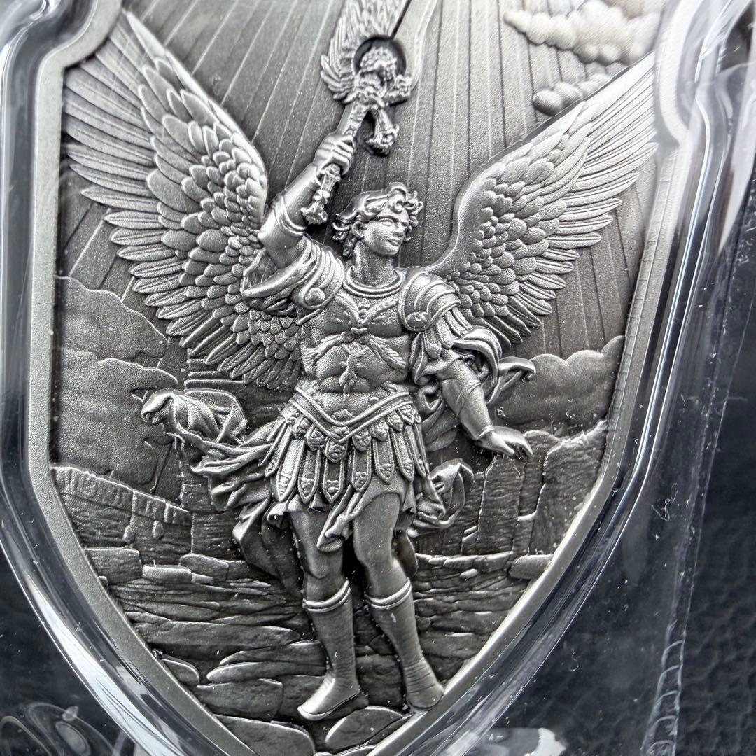銀貨 聖ウリエルの盾 ハイレリーフ アンティーク 2オンス 2oz メダル 天使