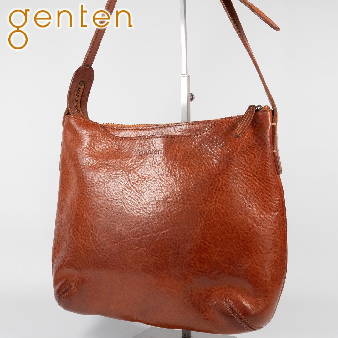 美品✨ゲンテン genten ショルダーバッグ トスカ レザー ブラウン