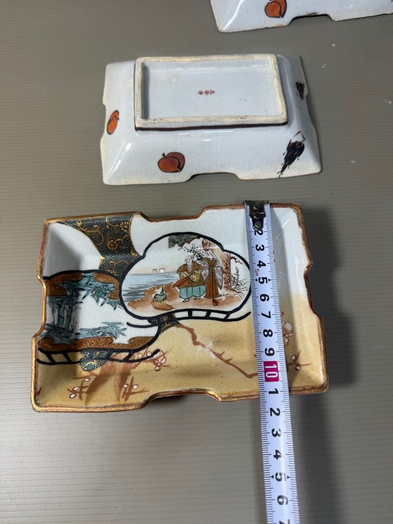 2374  九谷焼　角皿　5客　時代物