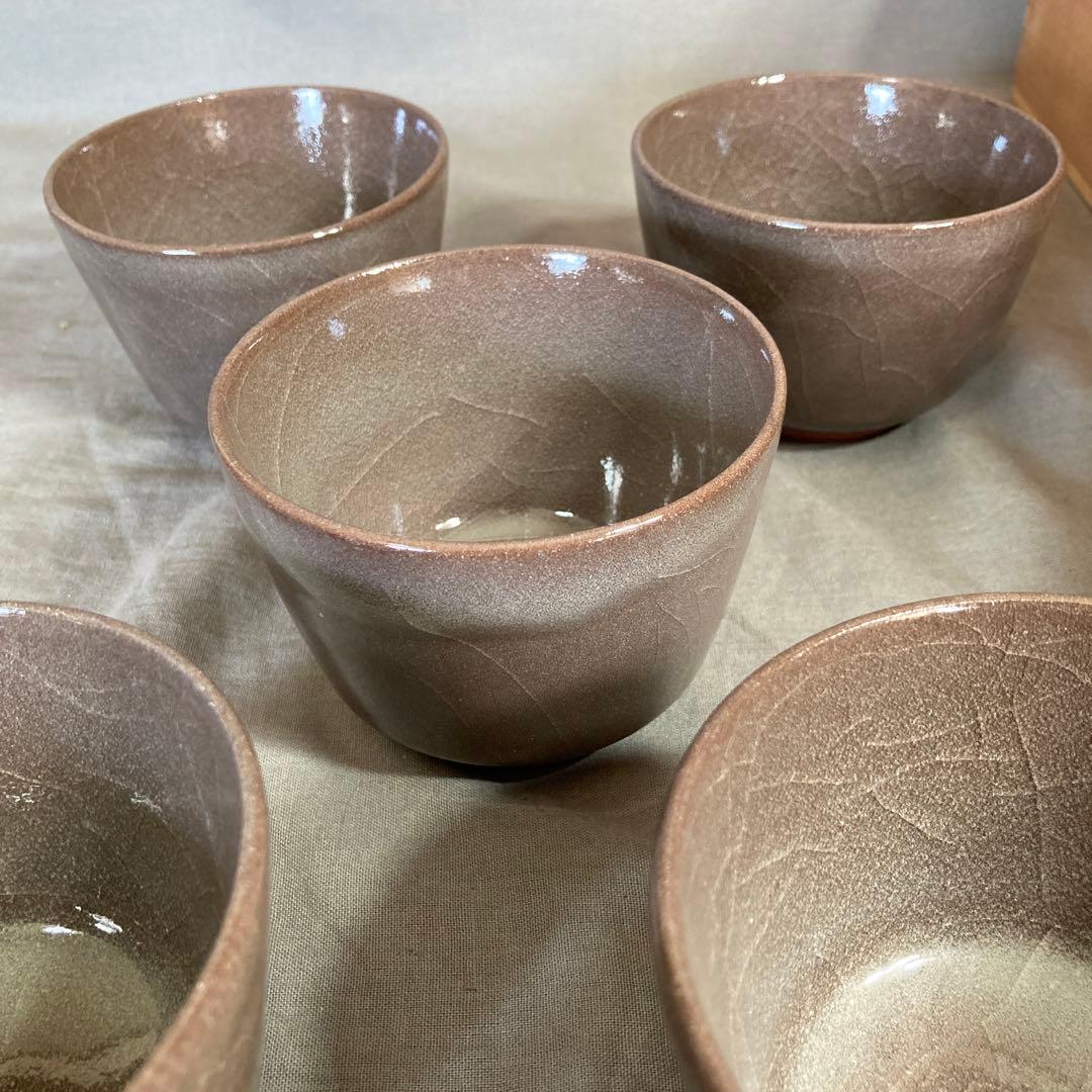 【中島宏】青磁の世界　日本名窯　人間国宝　弓野窯　中島宏作　米色青磁　小鉢五客揃