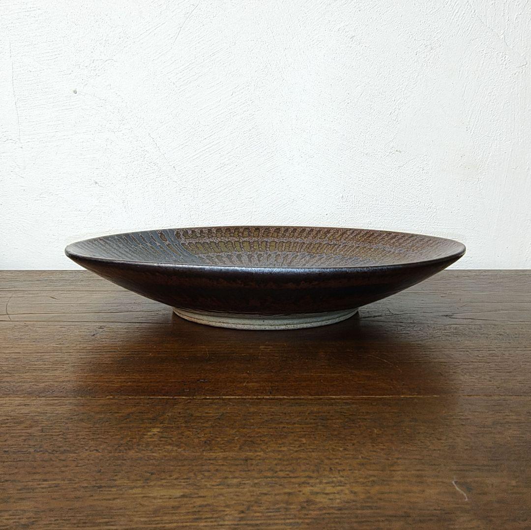益子焼　民藝　黍文　大皿　作家不詳