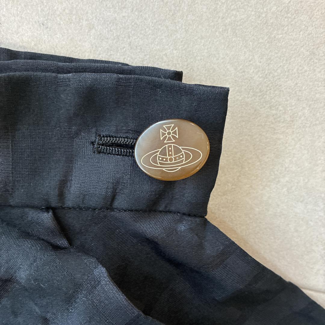 美品 ヴィヴィアンウエストウッド♡変形 シルク混 ラップスカート チェック柄 黒