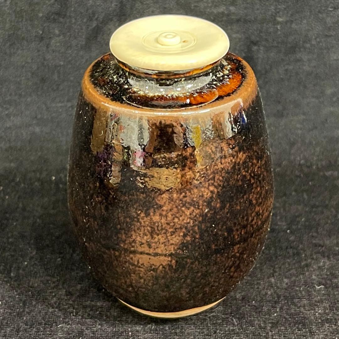 s755　桶谷定一作　肩衝茶入　茶道具　共箱