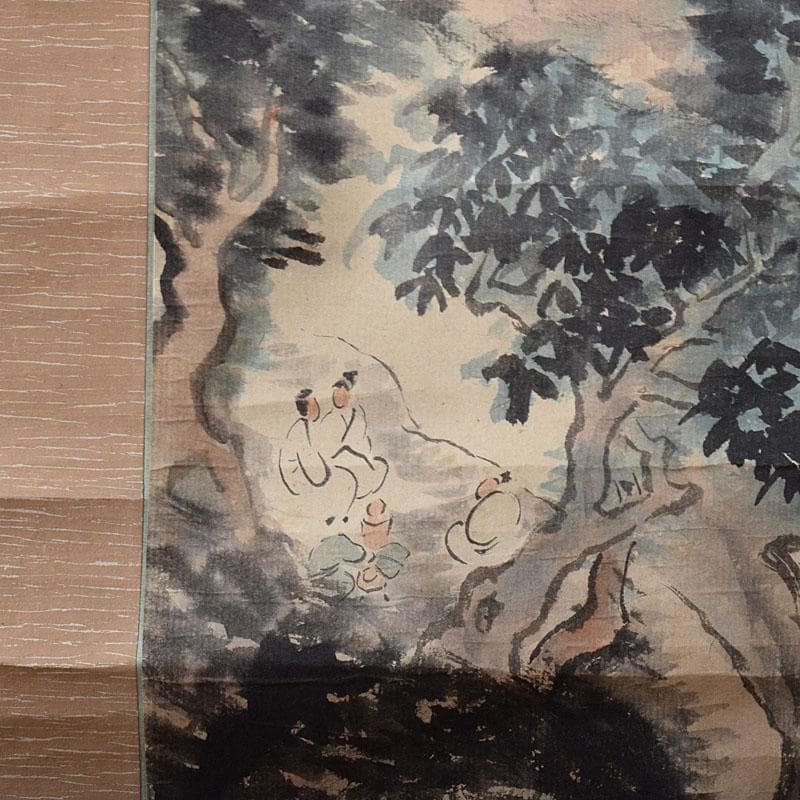 掛軸　青木木米筆　山水画　水墨画　時代箱　N　R9127