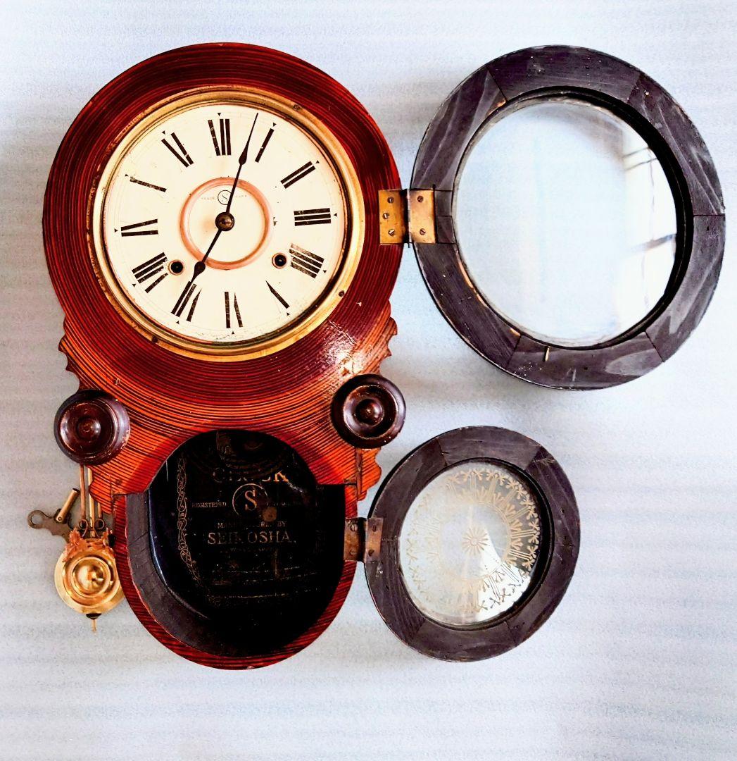 〈完動・美品〉精工舎　四ツ丸達磨型ゼンマイ振り子時計　アンティーク古時計