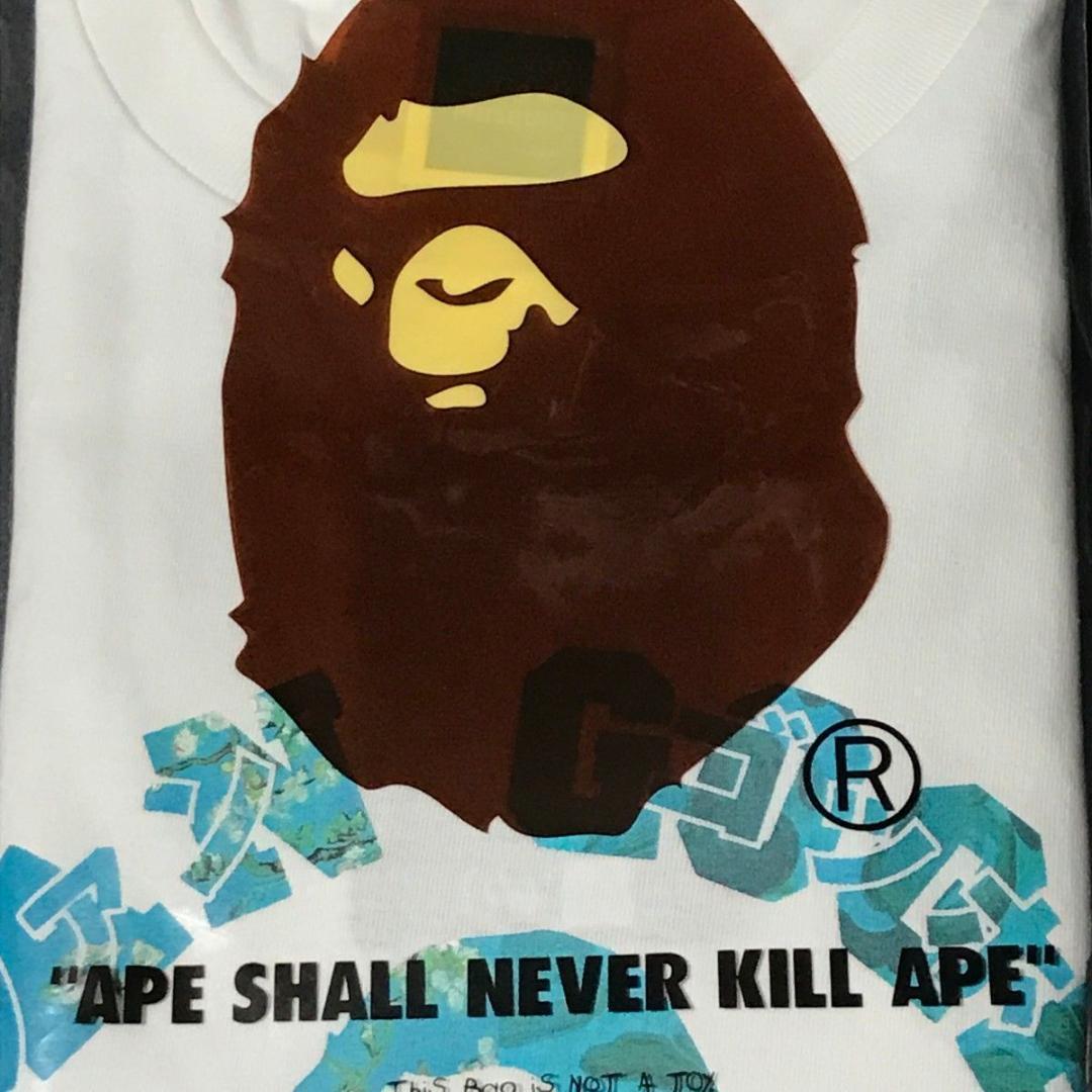 L　BAPE X VGM COLLEGE TEE　Tシャツ　白 ゴッホ　カレッジ