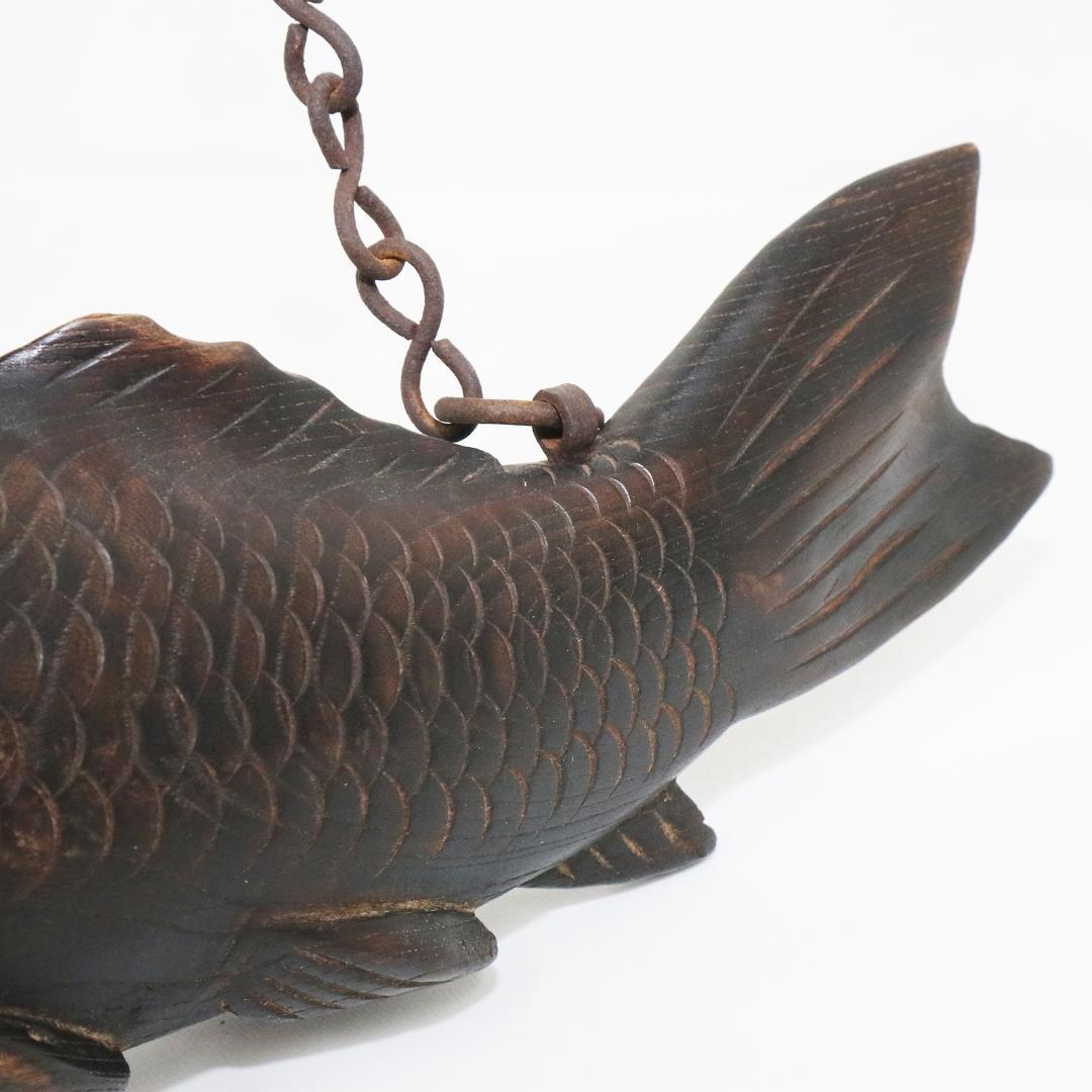 自在鉤 囲炉裏道具　煤竹 竹 コイ 古民家 アンティーク 鯉