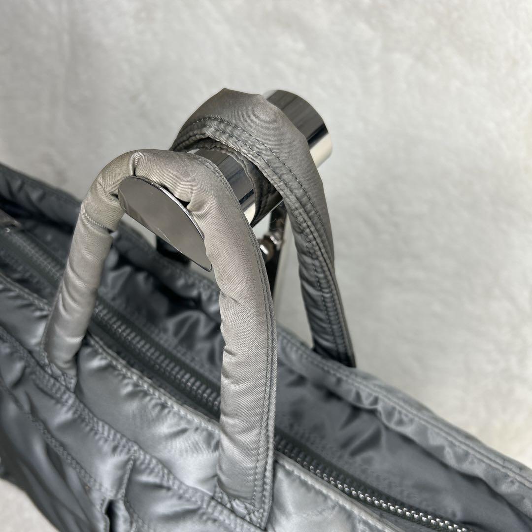 美品 廃盤品 ポーター タンカー 2WAYブリーフトートバック シルバーグレー