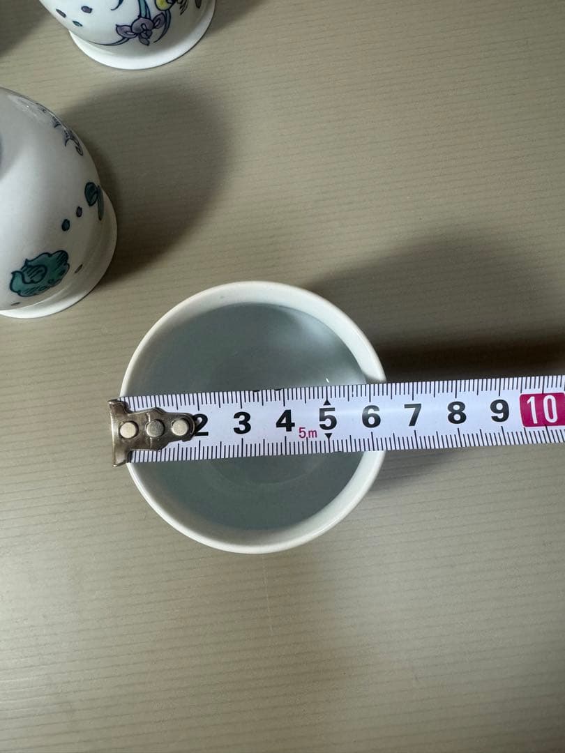 2191 源右衛門　染付花草浪花文　湯呑　5客