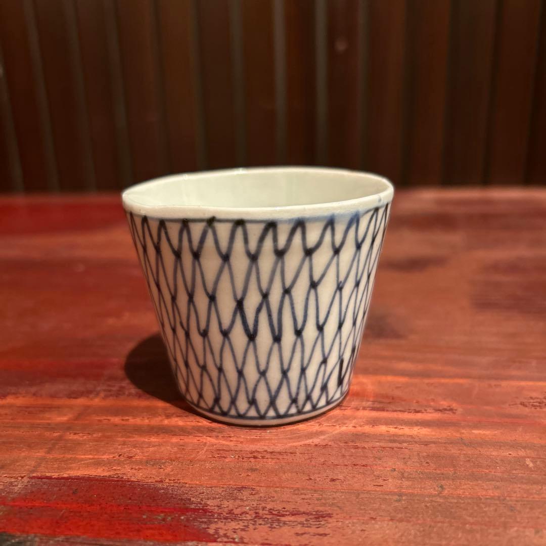 古伊万里染付　網目　猪口　江戸中期