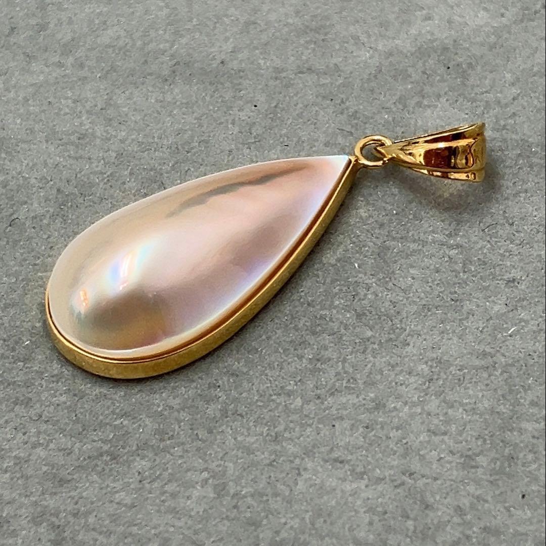 K18 雫型マベパール　ペンダントトップ