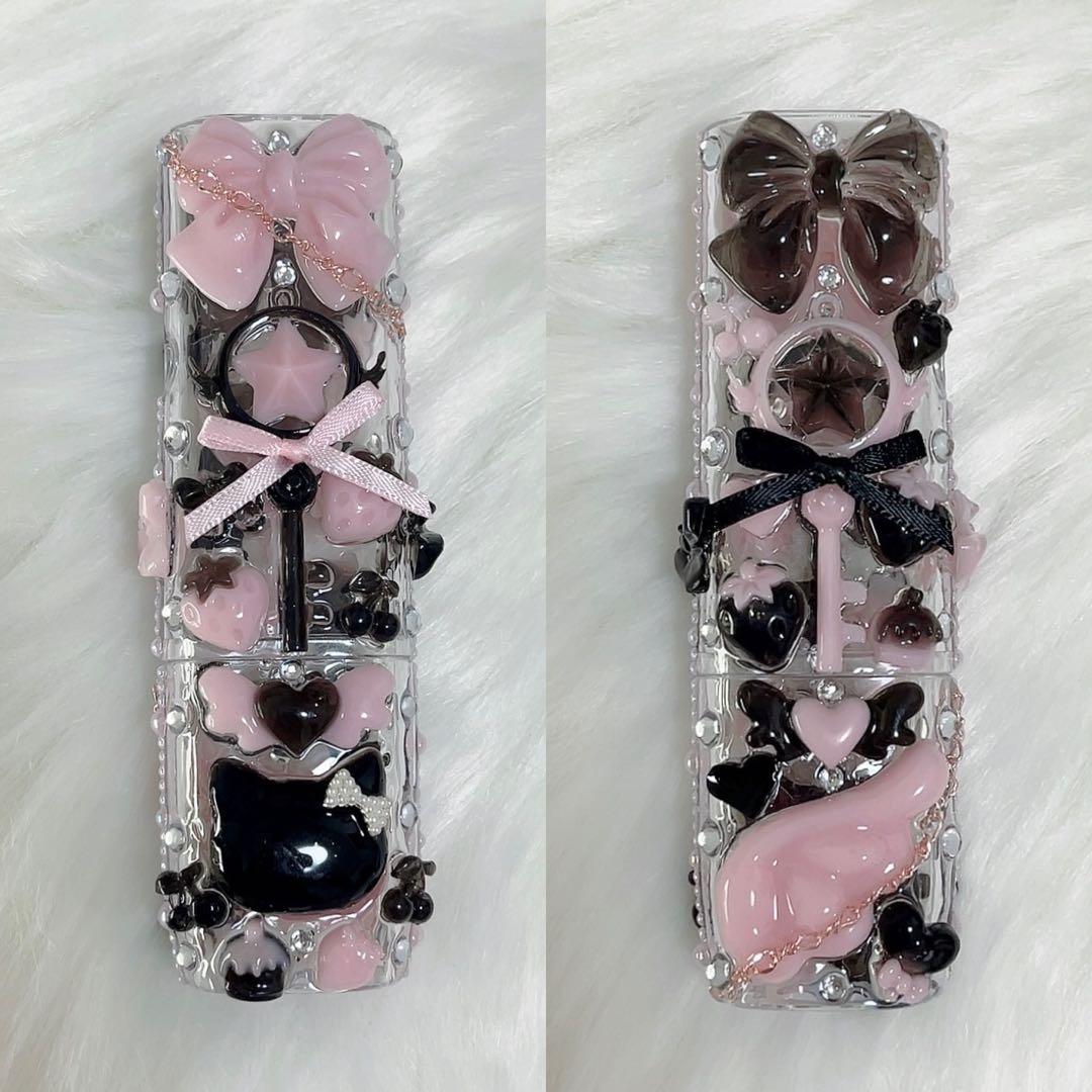 IQOSケースデコ　イルマケースデコ　ピンク　ブラック