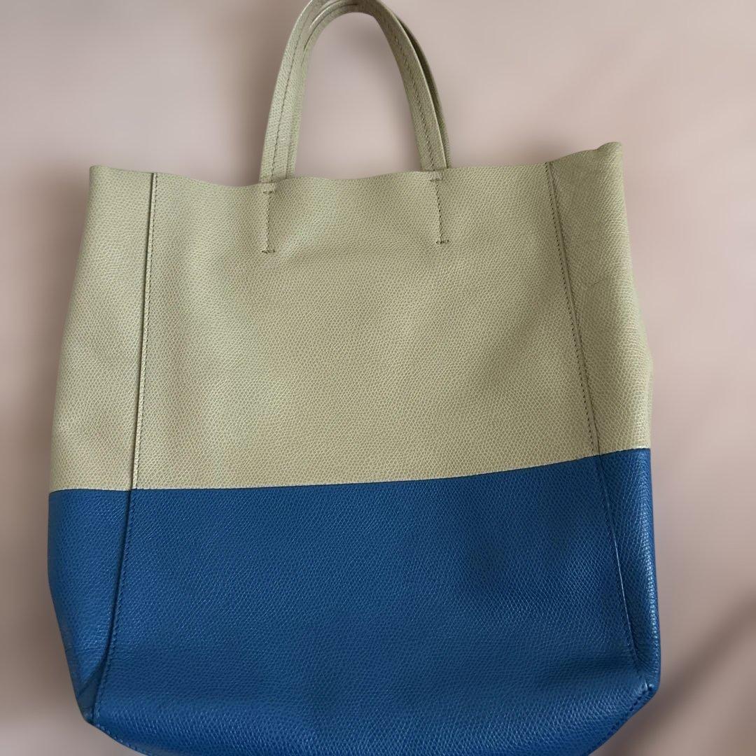 CELINE バイカラー　スモールカバ トートバッグ ベージュブルー フィービー