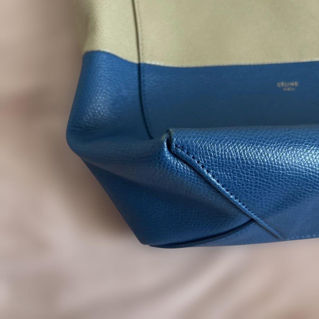 CELINE バイカラー　スモールカバ トートバッグ ベージュブルー フィービー