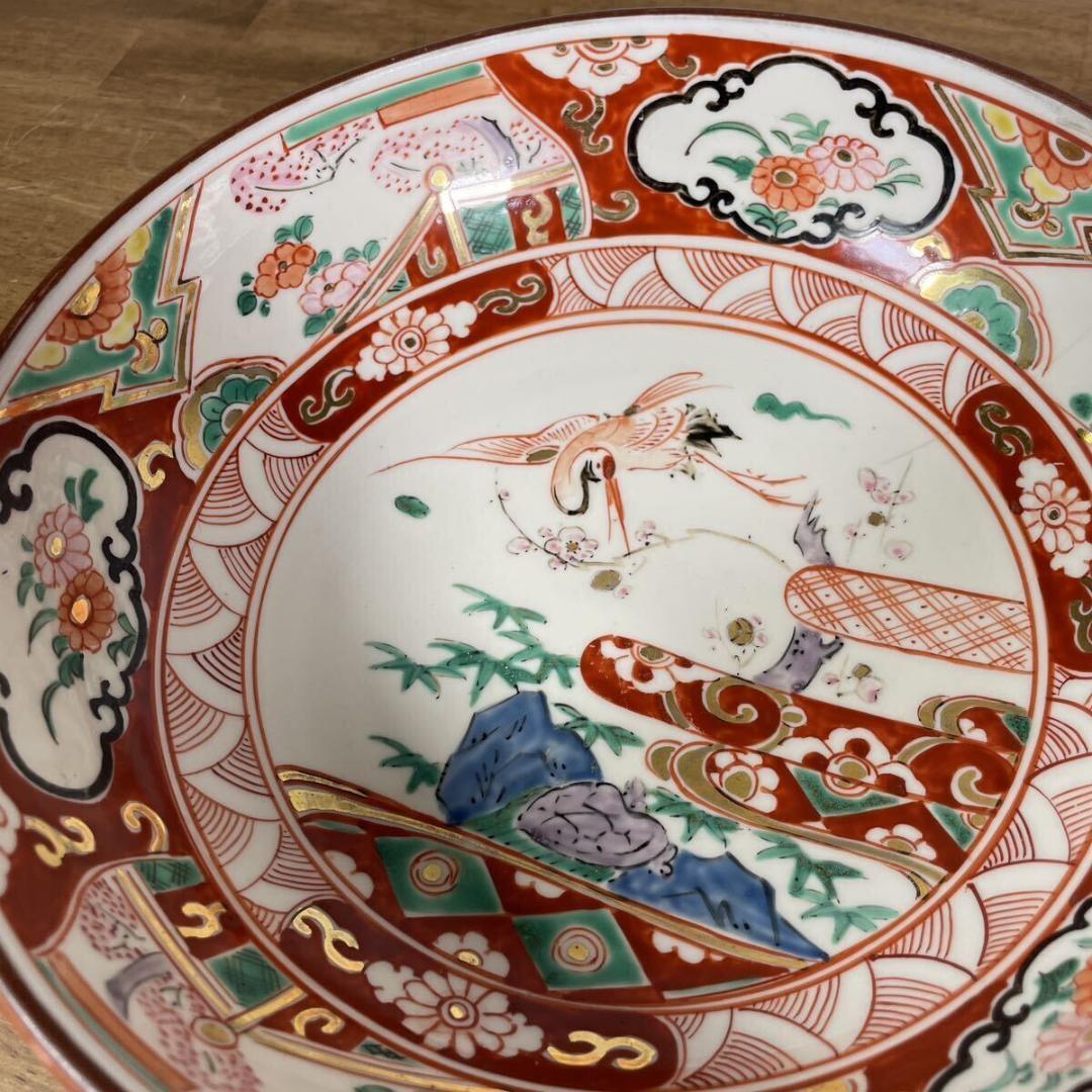 古伊万里　九谷　華やかで豪華な皿＆鉢　２点　セット　色絵　飾り皿　金彩　縁起物