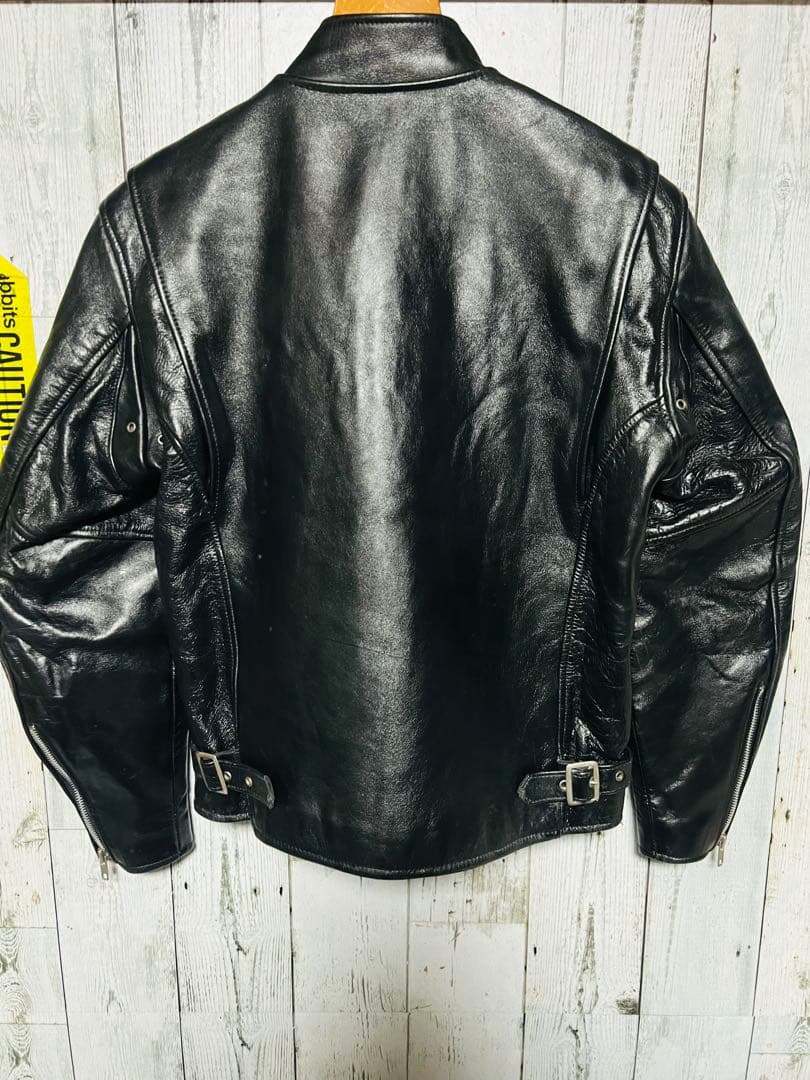 超光沢/豪華版 ライダース シングル アメリカ バイク 36 黒 USA製