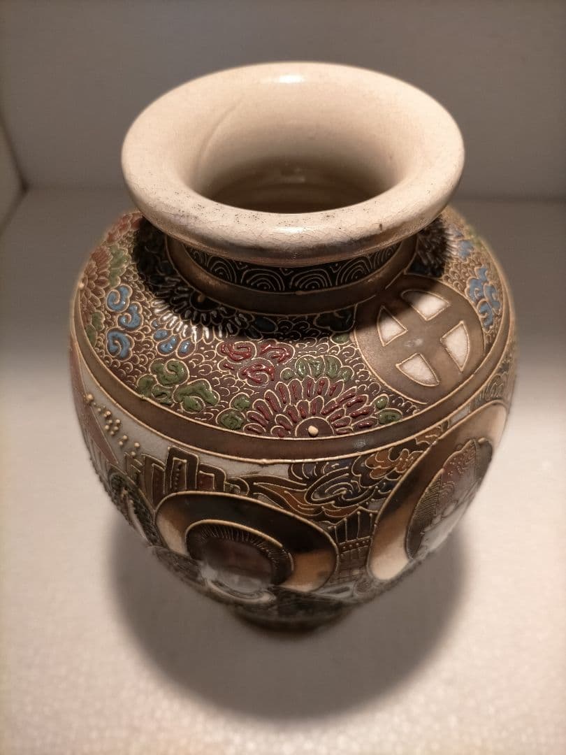 アンティーク 里帰り 薩摩焼 楠部 ベース 花瓶