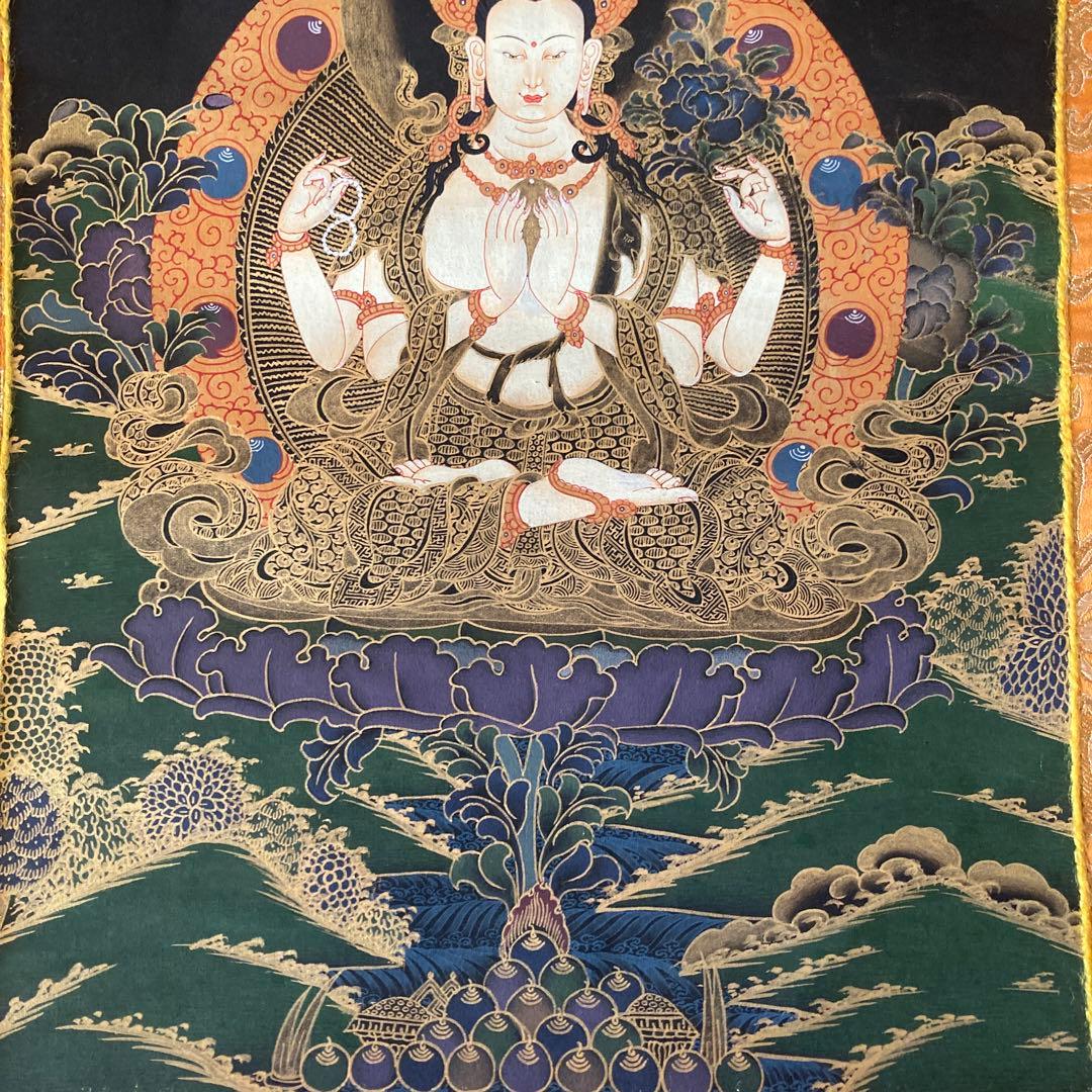 ホワイトターラ　菩薩　タンカペイント