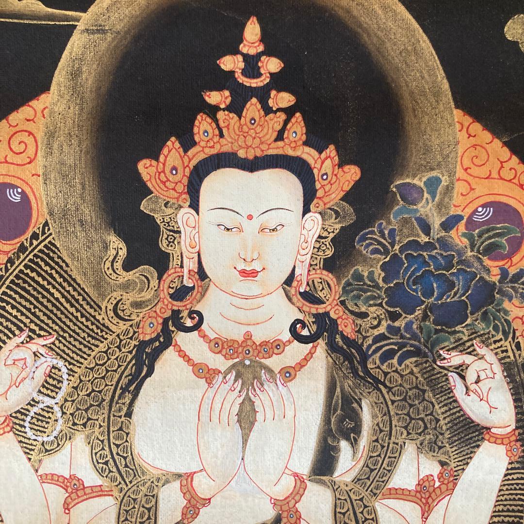 ホワイトターラ　菩薩　タンカペイント