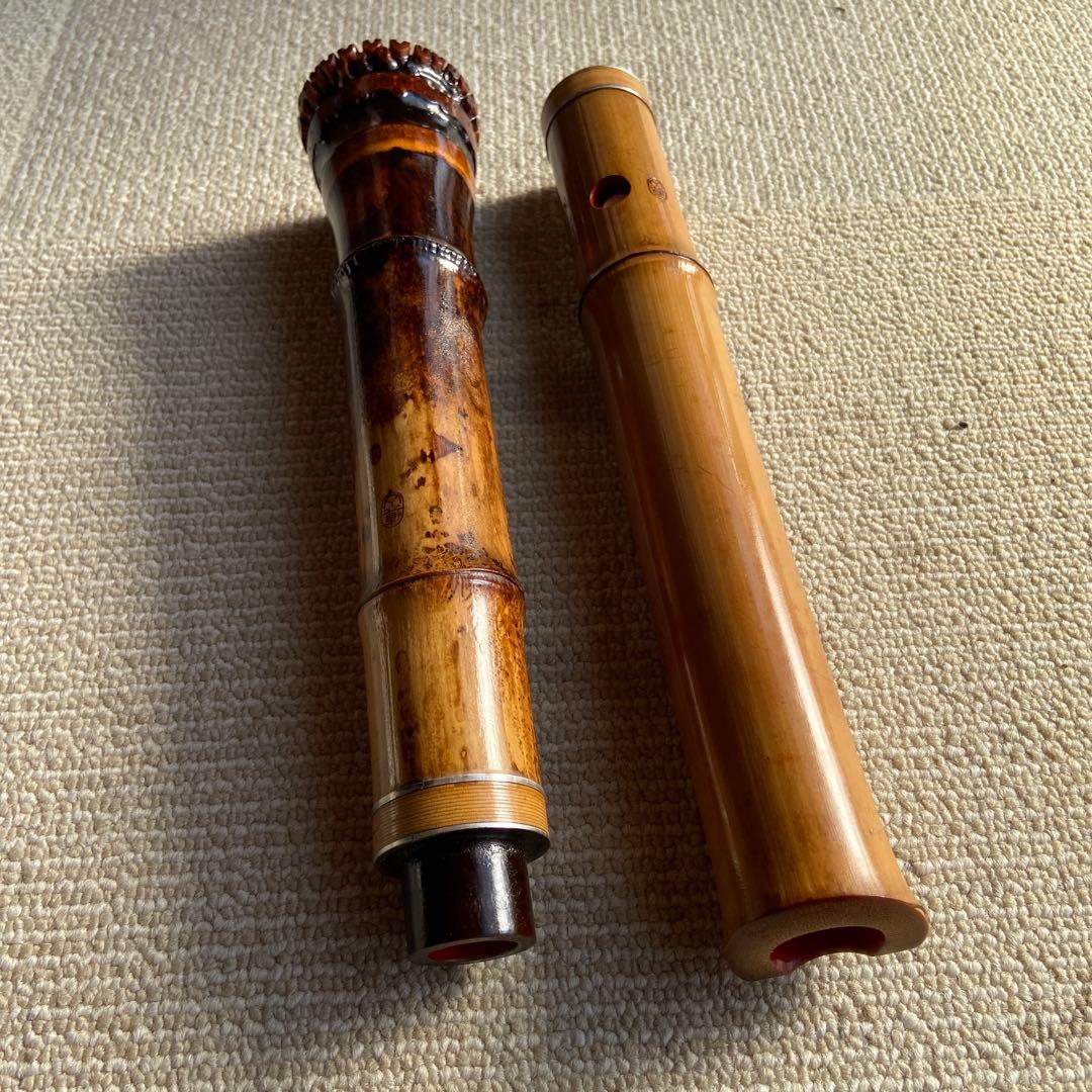 248⭐️尺八　一尺六寸管　眞山銘三印　188玉水銘一尺八寸管二本