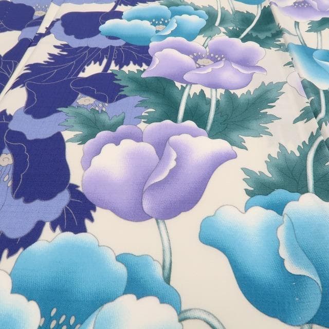 新品 撫松庵 片寄せポピー セオアルファ 洗える夏着物 付下げ 浴衣 6228