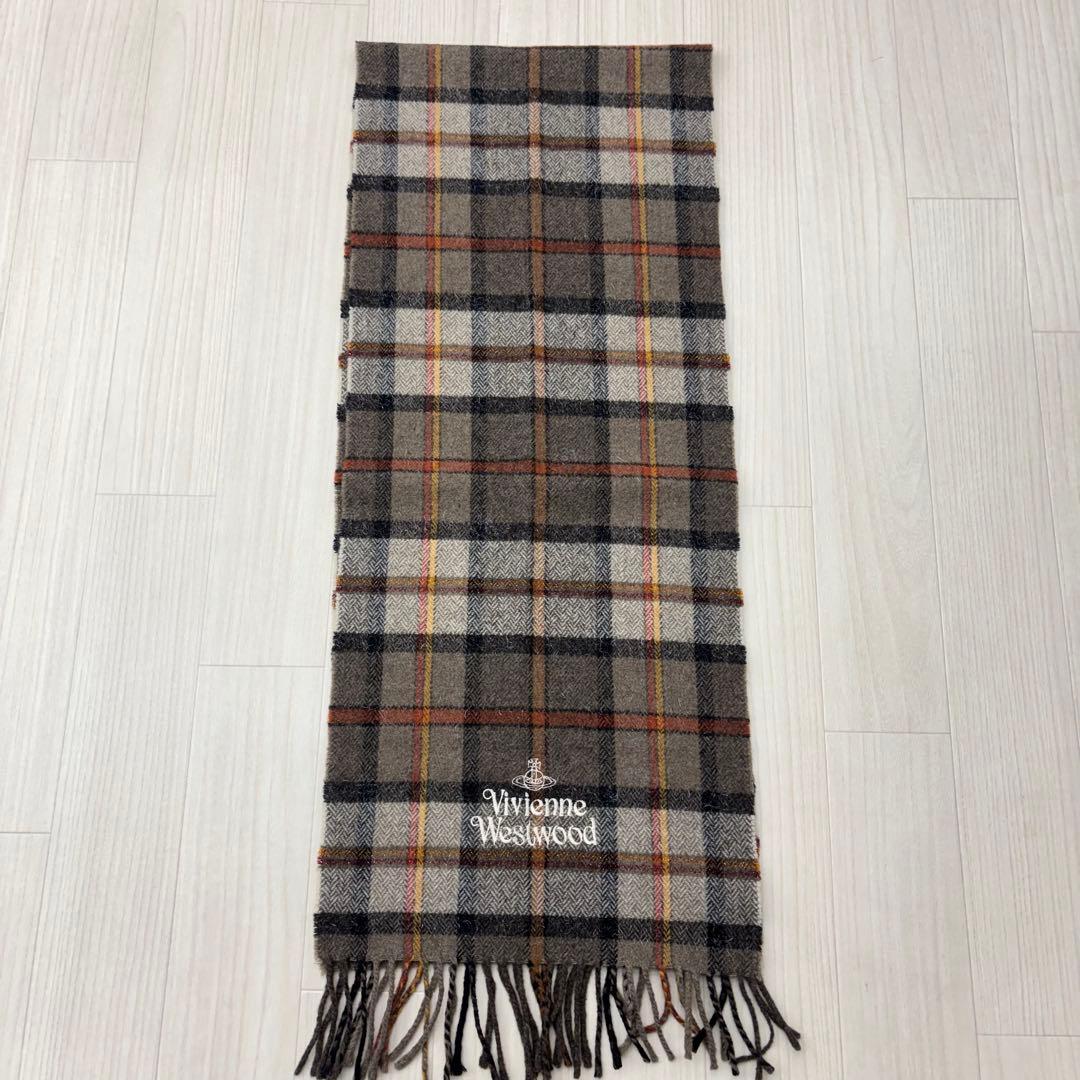 ☆ ヴィヴィアンウエストウッド ウール チェック マフラー オーブ オーヴ