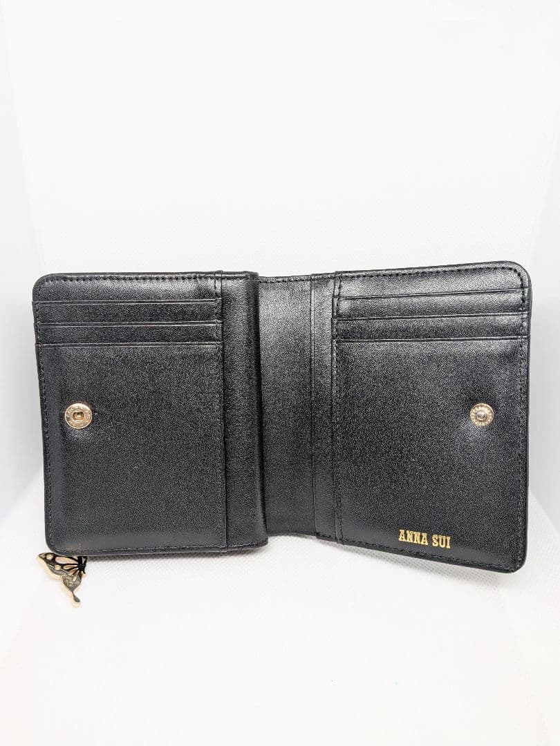 ❦ANNA SUI ❦　ブラック 二つ折り財布 ✯星月✯デザイン