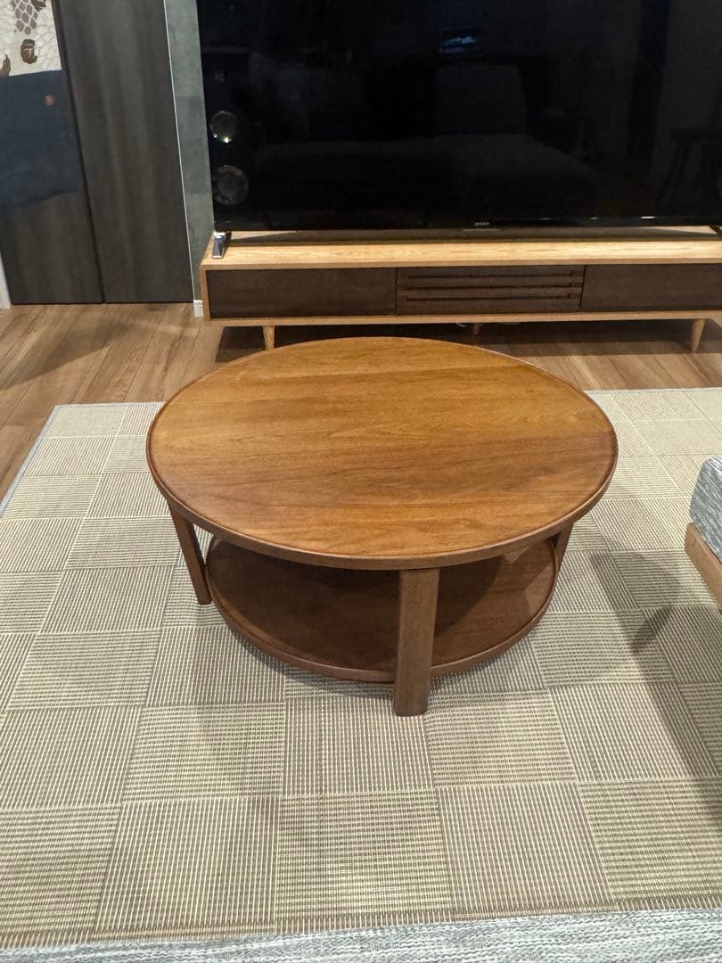 柏木工　円形木製テーブル ウォールナット