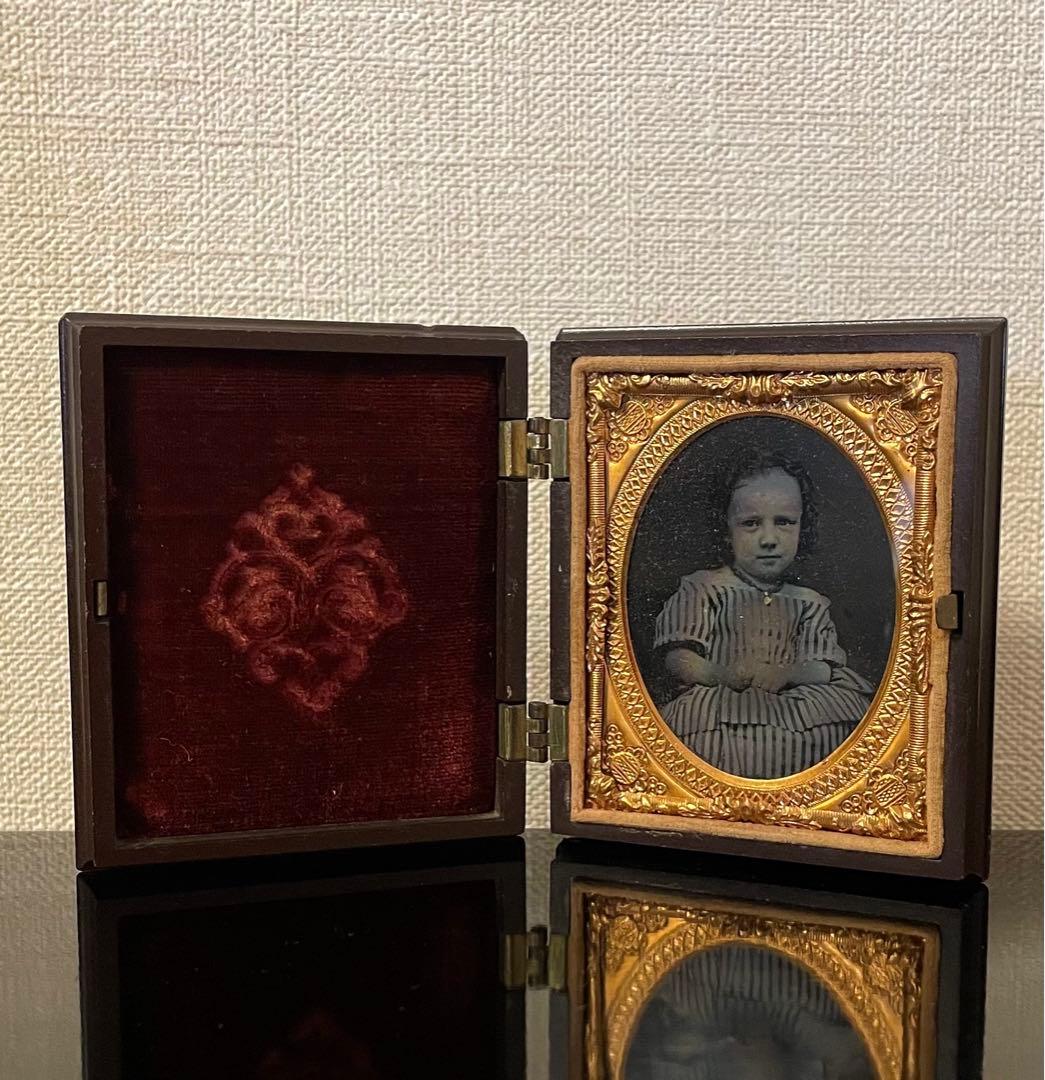 ダゲレオタイプ　アンティークフォト　ユニオンケース付き　女の子