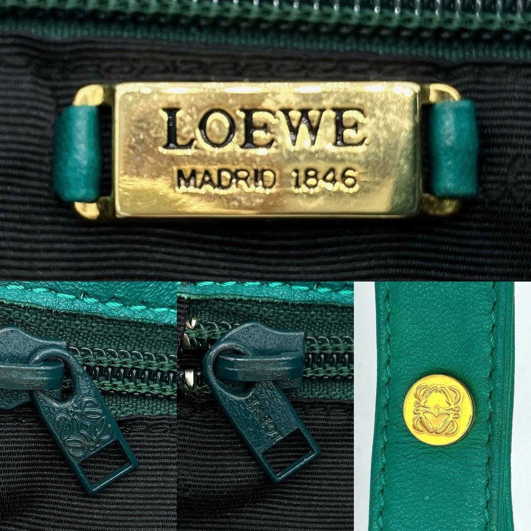 【LOEWE】ショルダーバッグ　フラメンコ　アナグラム型押し　レザー　グリーン