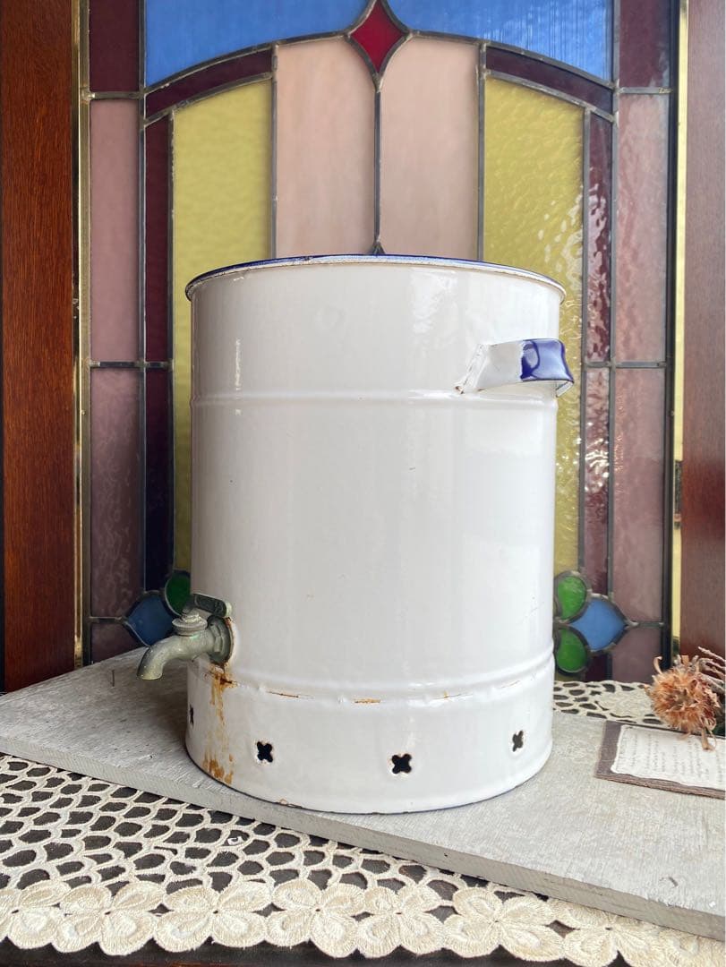 ホーロー ジャグ 缶 ガーデン インテリア アンティーク ビンテージ 昭和レトロ