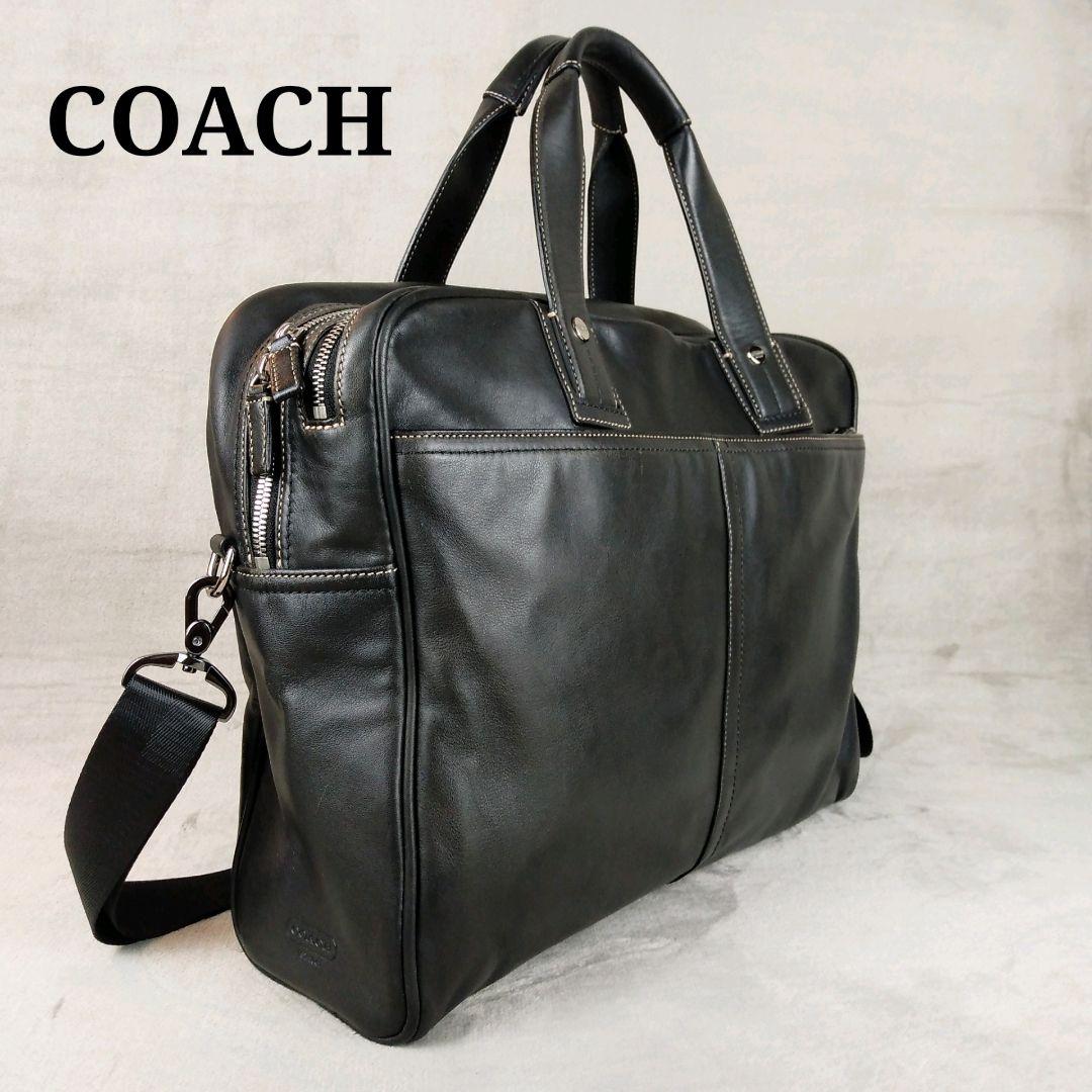 ★COACH★ コーチ 2WAY レザー ビジネスバッグ 2層式 ブラック