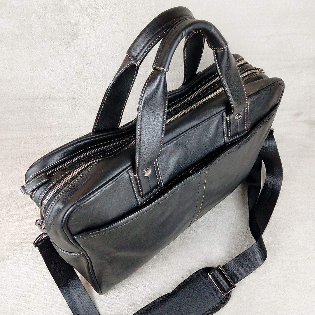 ★COACH★ コーチ 2WAY レザー ビジネスバッグ 2層式 ブラック