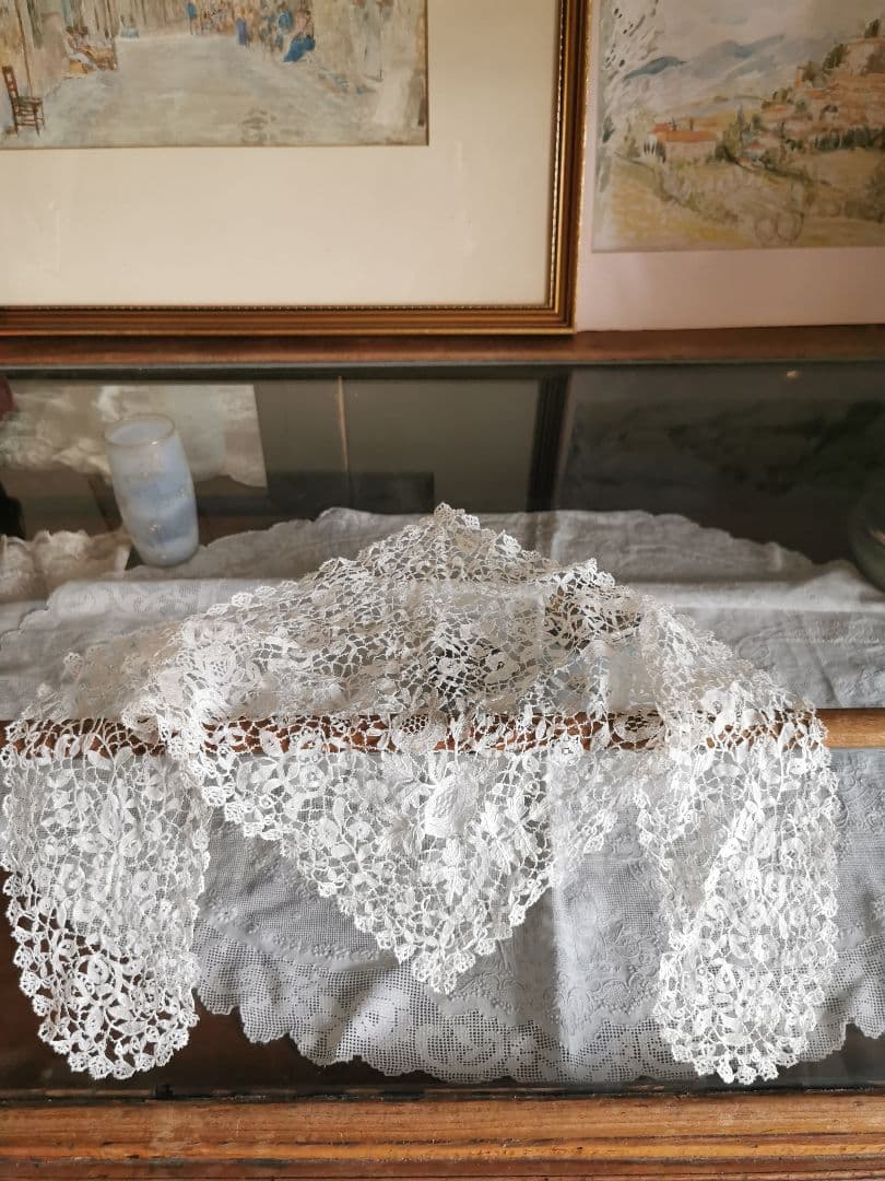 アンティークベルギーフランス ブリュッセル デュシェスレースカラー 繊細な付け襟