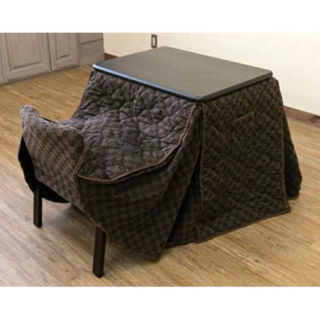未使用 長方形パーソナルコタツ イス付3点セット ひとり用 ブラウン S3-08