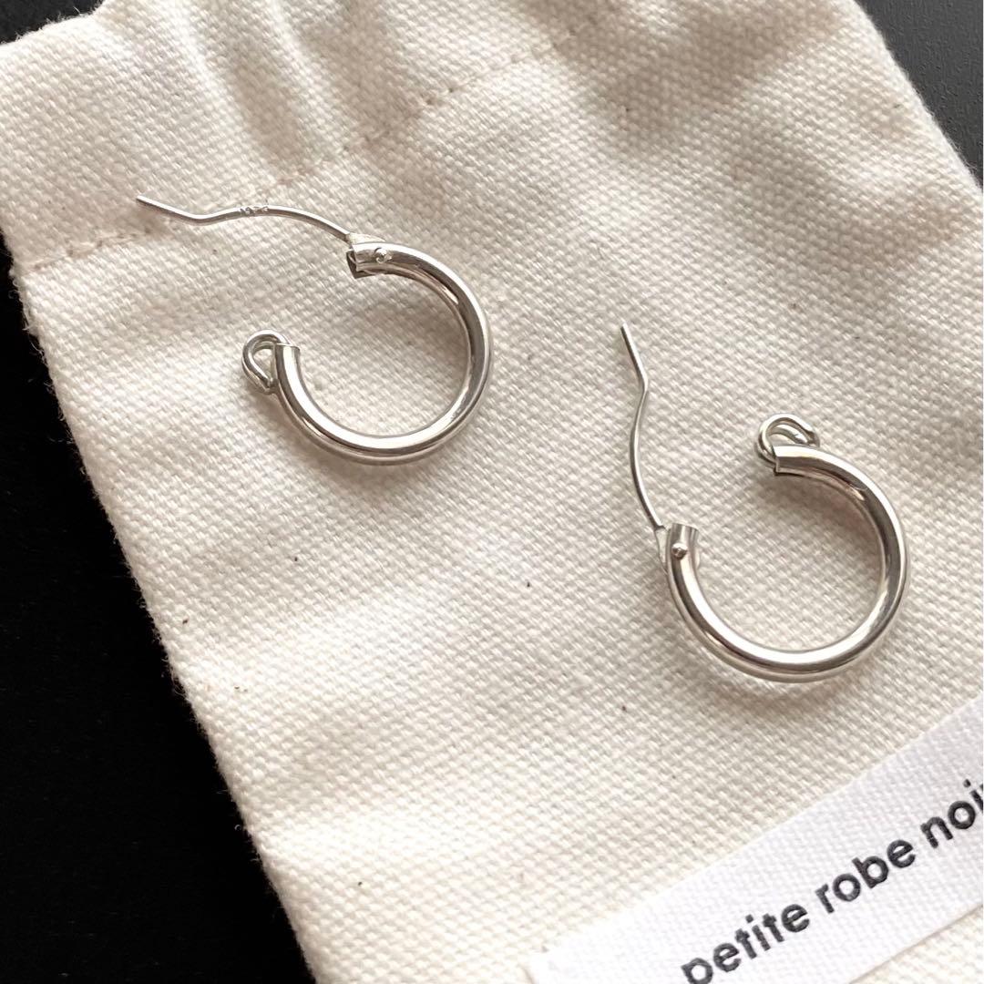 petite robe noire 2way ぷっくり ハート フープ ピアス