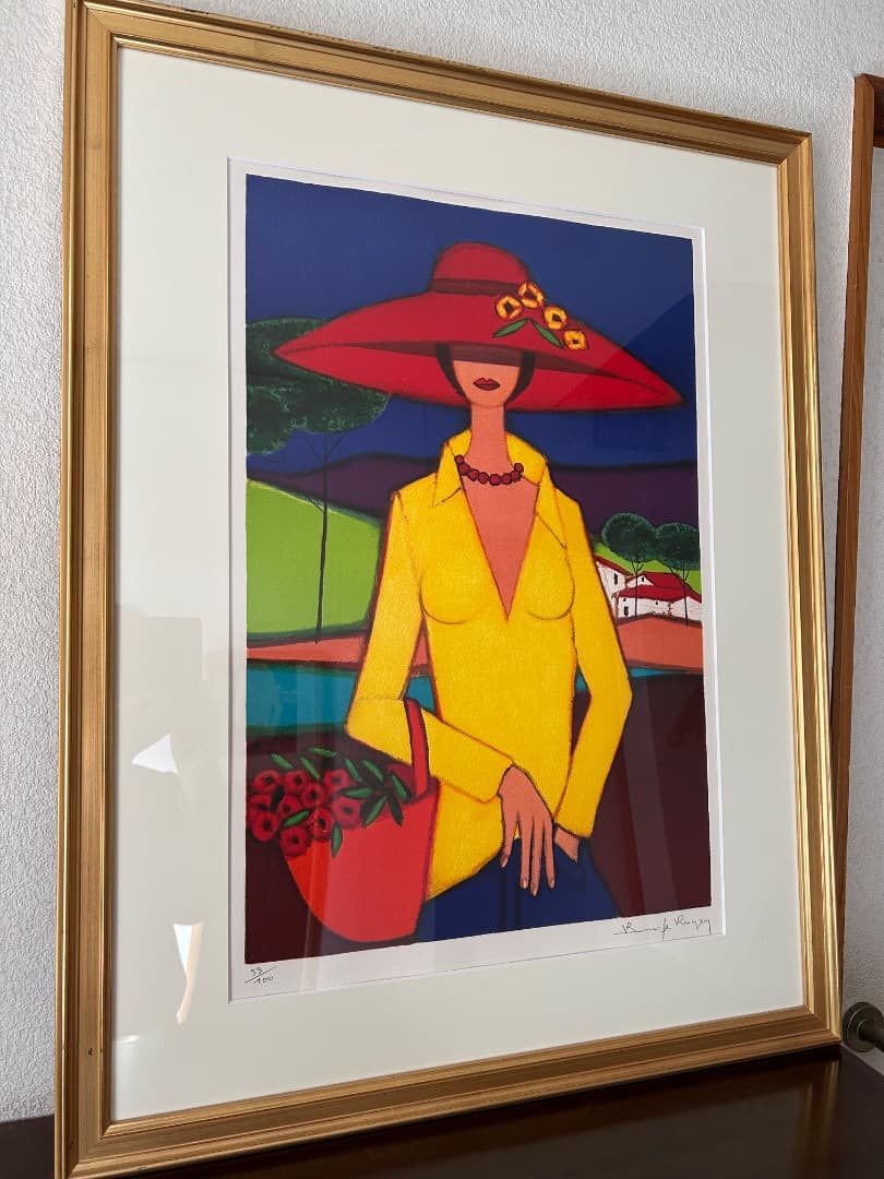 ロジェ・ボナフェ『赤い買物かご』(リトグラフ)