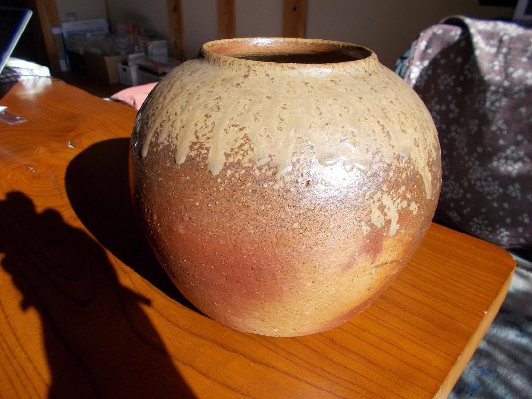 再お値下げ　備前焼流れゴマ中壺・伊勢崎紳作【14】