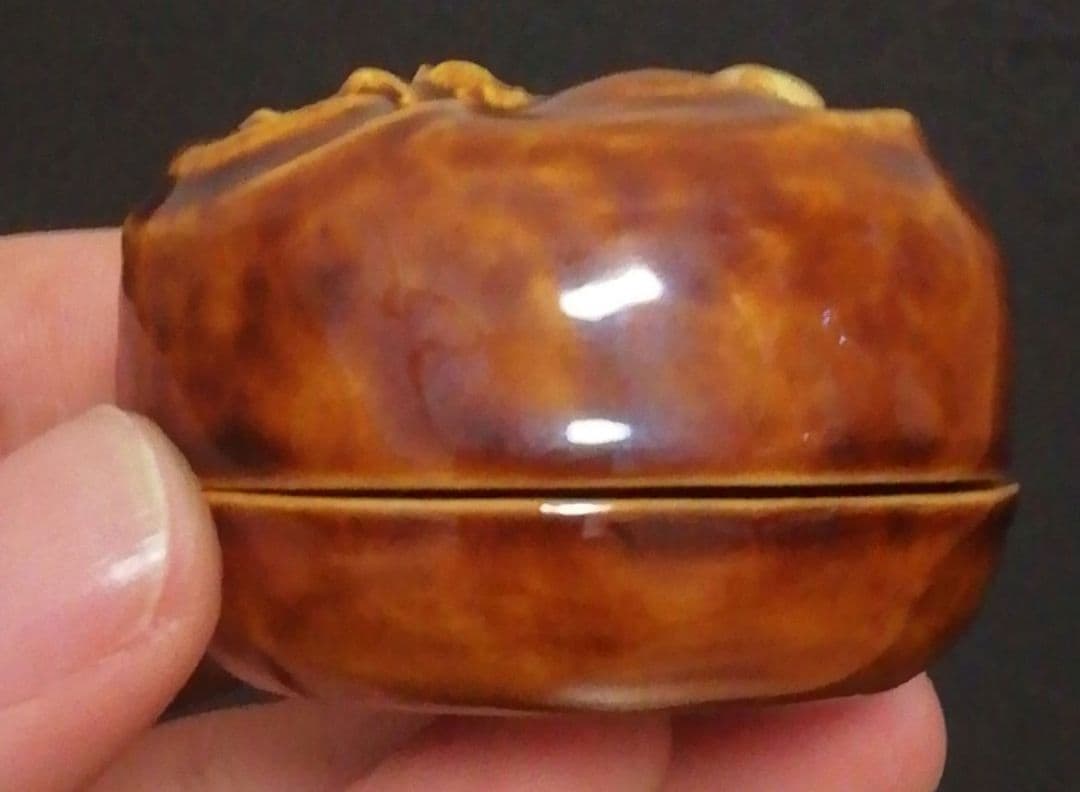 中村翠嵐作　交趾焼　干支　辰　香合　共箱　共布　栞付　茶道具