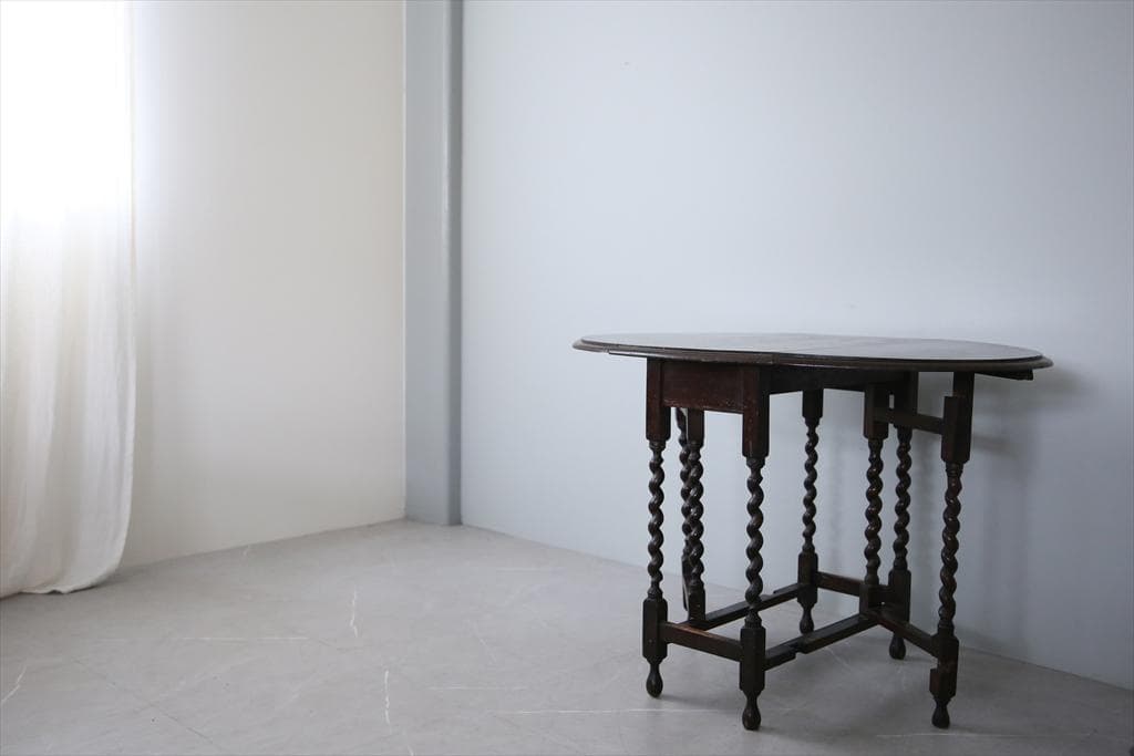 英国アンティーク木製ゲートレッグテーブル/ダイニング机バタフライ(88-189)