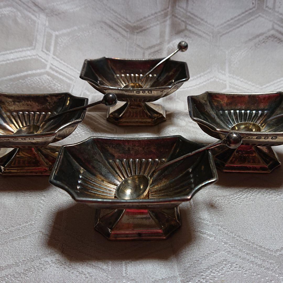 1897～1899年製「英国純銀 調味料入れ」四客