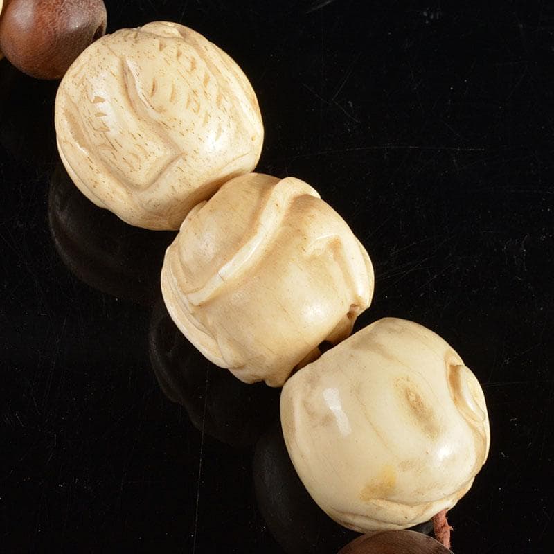 時代提げ物　獣骨製　干支　数珠　念珠　根付　D　R4834