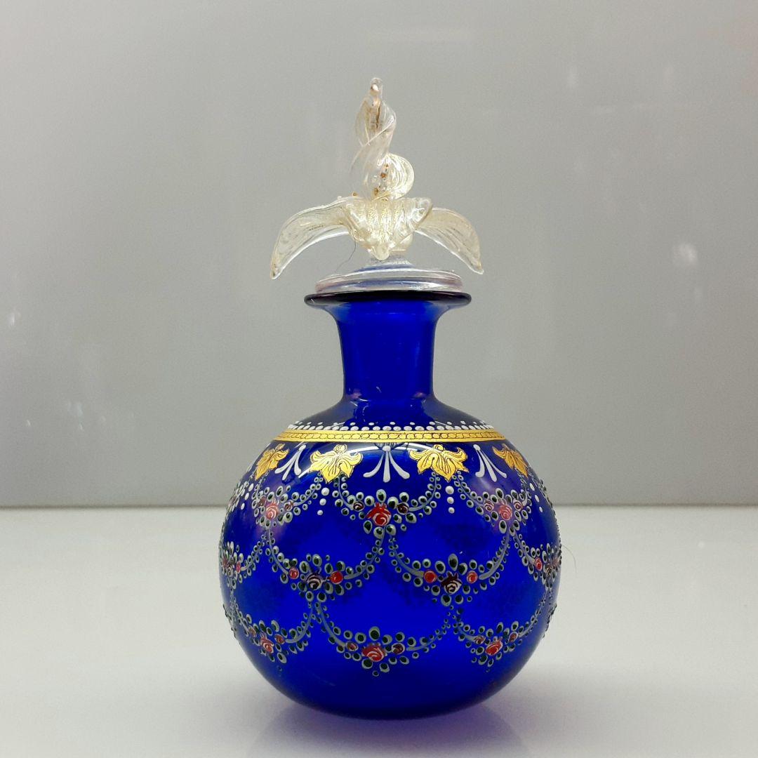 MURANO GLASS ムラノ 金彩 エナメル 花蓋 香水瓶 パフュームボトル