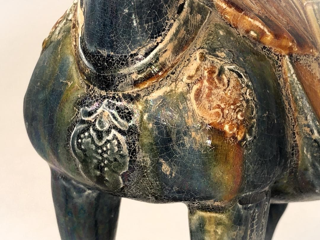 【 倣古三彩馬俑 】 　経世紀骨董　中華古玩