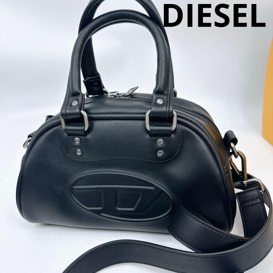 ディーゼル　MERI 2way ミニボストンバッグ　1DR ロゴエンボス　黒