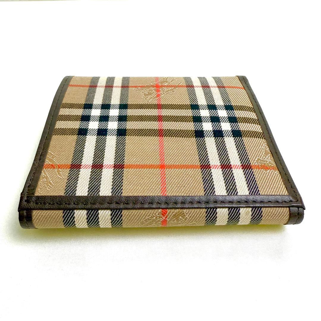 【大人気】Burberry 三つ折り財布 ノバチェック シャドーホース レザー
